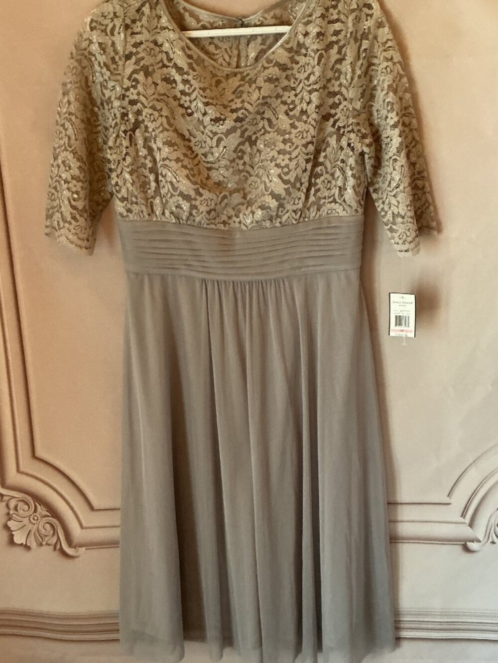 ✨ Jessica Howard Floral Chiffon Dress –MA3P2222 Silver NWT 10P